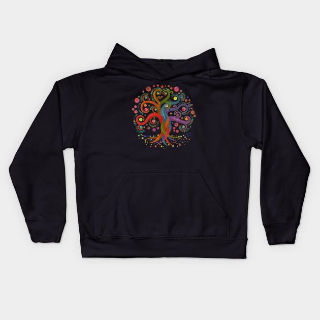 Tree of Life - Yggdrasil - Watercolor swirl Kids Hoodie by Nartissima